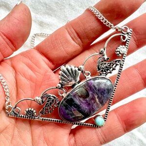 925 Tranformation Charoite + Larimar Pendant Necklace